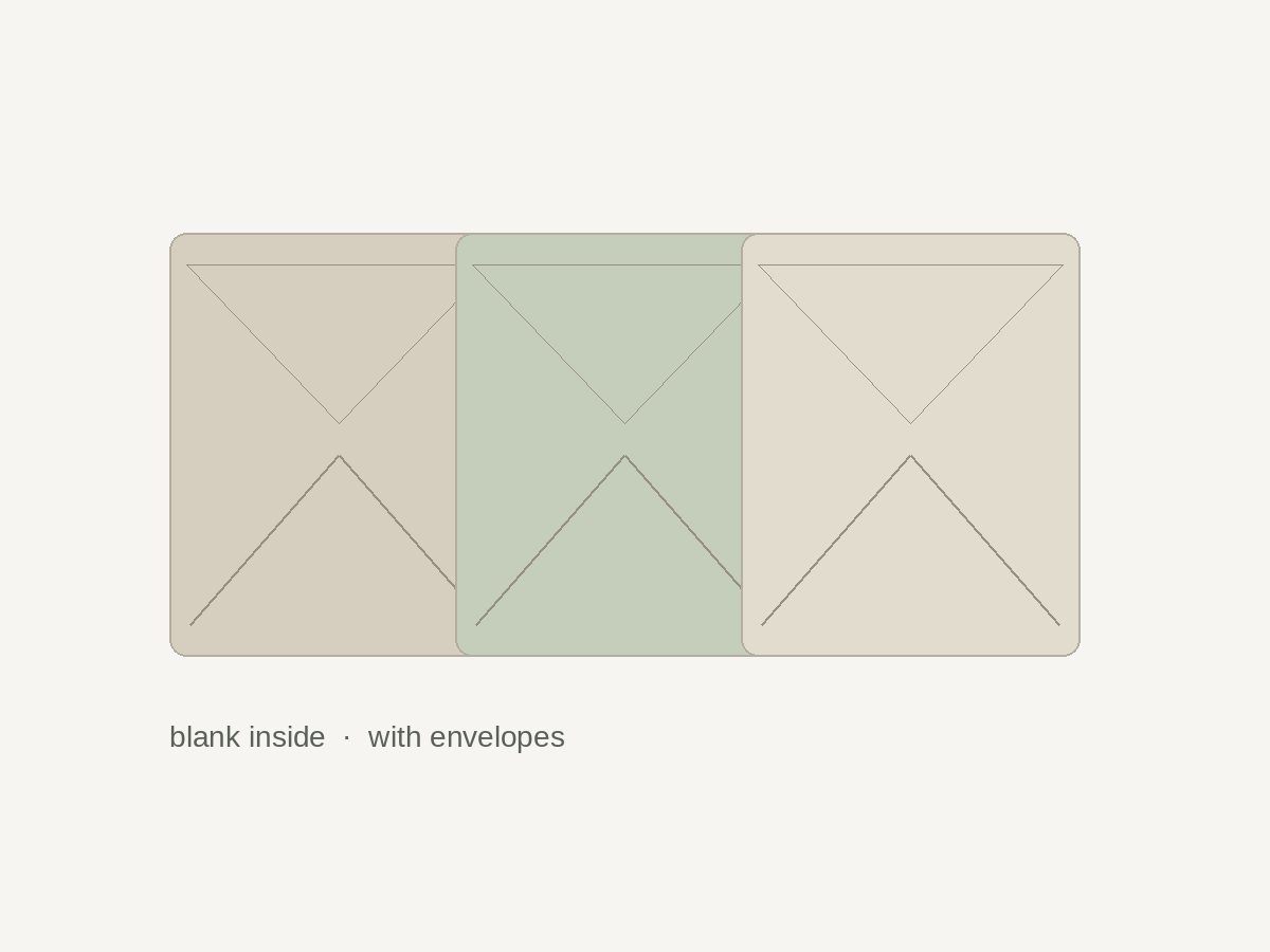 Original illustration of three blank-inside note envelopes.